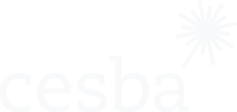 Cesba white colored logo